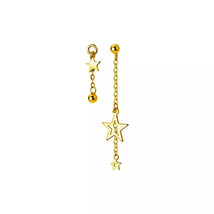 Anyco Earrings Fashion Gold 925 Sterling Silver Simple Chain Sweet Star Tassel  - £15.10 GBP