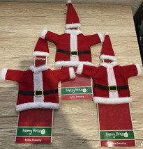 3 Pack Merry Brite Santa Claus Wine Bottle Dressing Cover Great Gift Idea NWT - £32.32 GBP