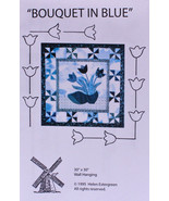 Quilt Pattern - Bouquet in Blue Dutch Shoes Pinwheel Floral Wall Hanging... - $170.87 MXN