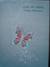 Vintage Hallmark Butterfly Villum For My Wife Happy Birthday Card 1963 - $2.99