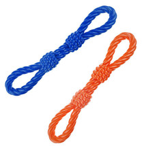 Dog Toys Double Fist Knotted Tough Rubber Loops Tugs 18&quot; Choose Blue or Orange - £16.46 GBP