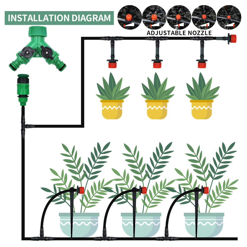 House Home Greenhouse 5M-50M DIY Drip Irrigation System Automatic Watering Garde - £20.85 GBP