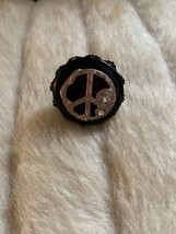 Vintage Peace Sign Statement Ring Adjustable - £9.29 GBP