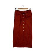 Free People Skirt Womens Medium Orange Midi Button Front Tie Boho Festiv... - $40.60 CAD