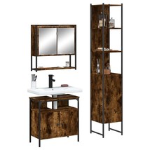 Bathroom Furniture Set Smoked Oak Engineered Wood Medium - $7,979.68 MXN