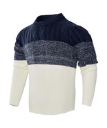 ACM- Men&#39;s Casual Color Block Long Sleeve Cable Knit Pullover Sweater - $32.99