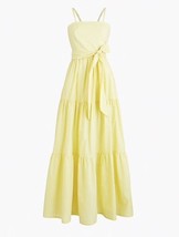 NWT J.Crew Tiered Maxi in Bitter Lemon White Stripe Tie Waist Cotton Sun Dress 4 - £77.87 GBP