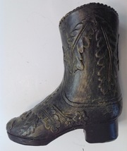 Vintage Cowboy Boot Figurine Gray Fern Pattern - $9.85