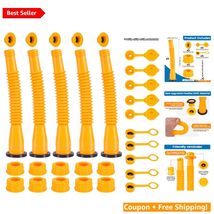 Leak-Proof Yellow Gas Can Spout Replacement Kit - 5 Flexible Nozzles, 8 ... - $35.59