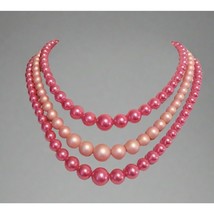 Vintage Pink 3 Strand Choker Necklace - $273.66 MXN