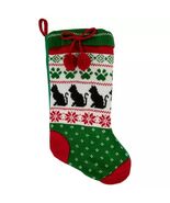 Knitted Front Traditional Theme Cat Design Christmas Stocking Multicolor... - €16,14 EUR