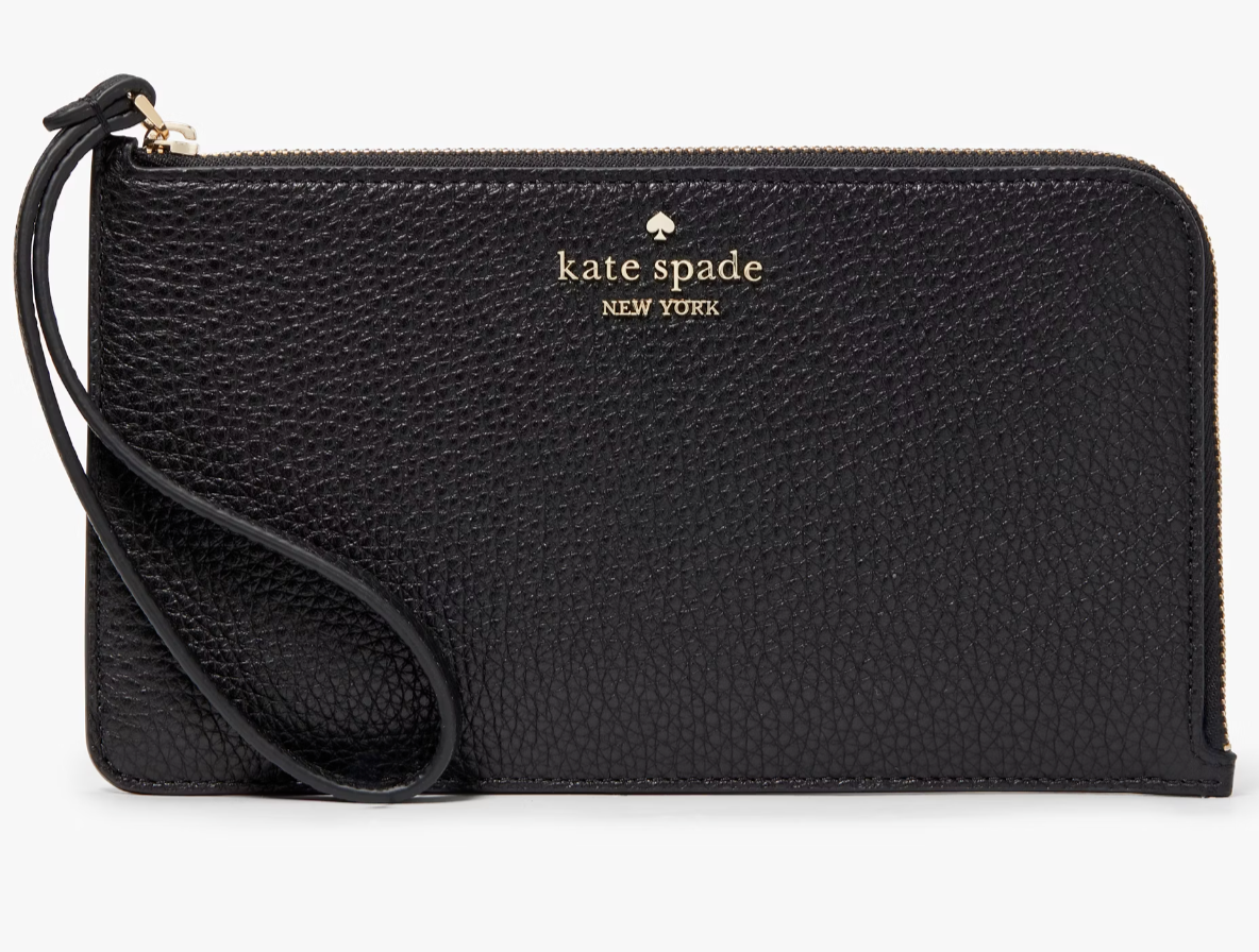 Kate Spade Lucy Black Leather Medium L-Zip Wristlet KE574 Wallet NWT $139 MSRP