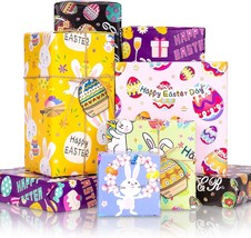 Easter Gift Wrapping Paper 6 Sheets Cute Easter Egg Bunny Gift Wrap Set w Gift T - £16.90 GBP