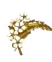 Emmons Brooch Eternal Spring Flower Aurora Borealis Stones Pin marked 2.5x1.5 - $41.31