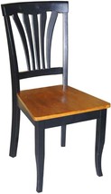 Set Of 2 East West Furniture Avon Dining Chairs With Wooden Seat And Black - £138.22 GBP