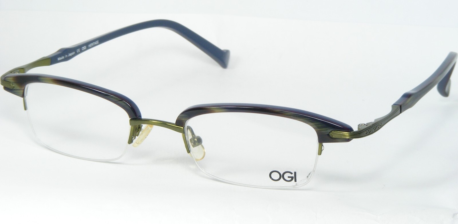 OGI Heritage Mod 4023 1242 Blau/Braune/Olivgrün Brille 46-20-140mm Japan - $81.24