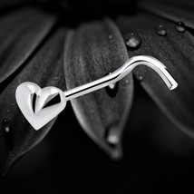 925 Sterling Silver Nose Stud Screw Pin Filled Polished Solid Love Heart... - $8.51