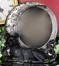 Witchcraft Mystical Black Cat By Crescent Crater Moon Desktop Or Wall Mi... - £29.88 GBP