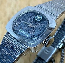 Vintage Jubilee Lady Silver Tone Square Barrel Hand-Wind Mechanical Watch - £10.50 GBP
