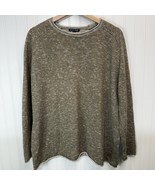 Eileen Fisher Organic Linen Cotton Slub Crew Neck Top Sweater Olive Sz M... - $731.99 MXN