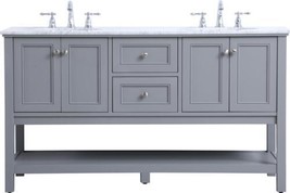 Bathroom Vanity Sink Contemporary Double 60-In Brushed Nickel Gray Silver Solid - £2,429.24 GBP