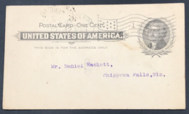1899 UX14 Franklin Postal Card Postcard Eua Claire WI Flag Cancel - £7.45 GBP