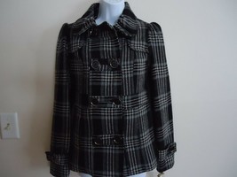 Juniors Hydraulic Double Breasted Button Front Lined Plaid Winter Coat Size XS - £30.12 GBP