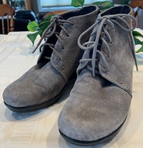 Dansko Renee Ankle Booties Boots Wedge Suede 37 Gray Grey 1602-951000 Excellent - £38.48 GBP