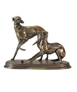 Greyhound Lovers Figurine Copper Resin Hunting Dog Sculpture Art - $216.81