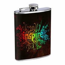 Inspire Rainbow Quote Em1 Flask 8oz Stainless Steel Hip Drinking Whiskey - £11.59 GBP