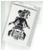 Biker Chick on motorcycle with skeleton rider holding on to boobs Vinyl ... - $1.99