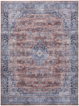 9&#39; X 12&#39; Blue and Red Oriental Power Loom Distressed Washable Non Skid Area Rug - $651.37