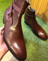 Bespoke Handmade Brown Color Jodhpur Ankle High Boots - £158.57 GBP