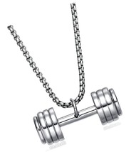 Mens Womens Barbell Dumbbell Gym Pendant Necklace, - $58.79