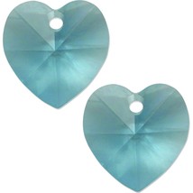 2 Aqua Swarovski Crystal Heart Charm 6202 10mm New - £13.65 GBP