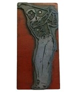 Vintage Letterpress Printing Block Golfer Golfing Golf - $375.97 MXN