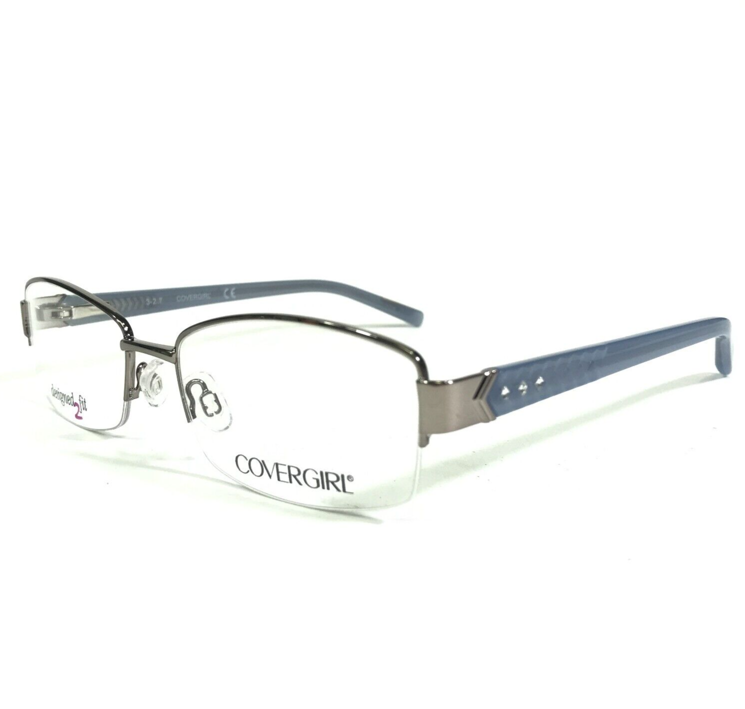 COVERGIRL Brille Rahmen CG0443 008 Blau Silber Rechteckig Kristalle 53-1... - $39.59