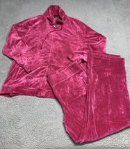 Talbot Sweatsuit 3X Pants XL Set Women Fuchsia Pink Velour Pockets Loungewear - £28.10 GBP