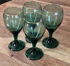 4 Vintage Libbey, Juniper Green, Wine Glasses/Water Goblets - 8 oz Capacity - $372.18 MXN