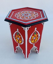 Moroccan Moorish Hexagonal red Hand-Painted Side Table - $6,065.46 MXN