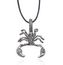 New Men&#39;s Scorpion Necklace, Stainless Steel Pendant Necklace, Leather Cord - £12.17 GBP