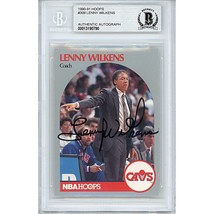 Lenny Wilkens Cleveland Cavaliers Auto 1990 NBA Hoops Autographed Card Beckett - £77.49 GBP