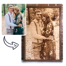 12&quot; Laser Engraved Wood Photo Engraving Portrait Personalized Gift Family Pets - £94.53 GBP