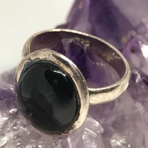 Sterling Silver Black Onyx Ring Size 7.25 Vintage - £55.11 GBP