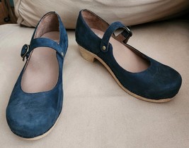 Dansko Missy Mary Jane Clogs Blue Leather Comfort Buckle Shoes Size 39/ ... - $60.00