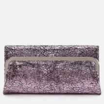 HOBO Rachel Continental Clutch Leather Wallet Blushed Crackle Metallic, ... - $139.00