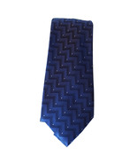 KENNETH COLE REACTION Navy Blue Zig Zag Texture Stripe Pindot Silk Class... - €17,12 EUR