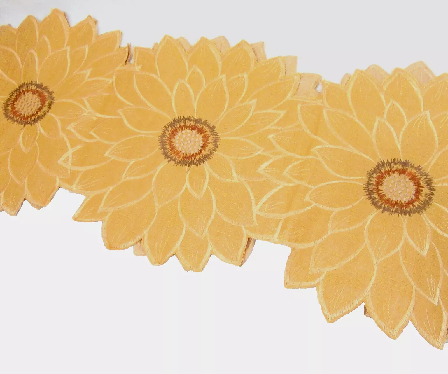 RACHEL ASHWELL Sunflower Embroidered 14 x 72 Table Runner - £23.92 GBP