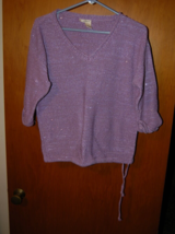 Womens Medium DKNY Jeans Purple Sparkle Top Pull Over 60/40 Cotton Poly ... - $15.99