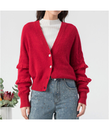 Hery Panda Cardigan knitted sweater coat Red One Size (S) - £17.42 GBP